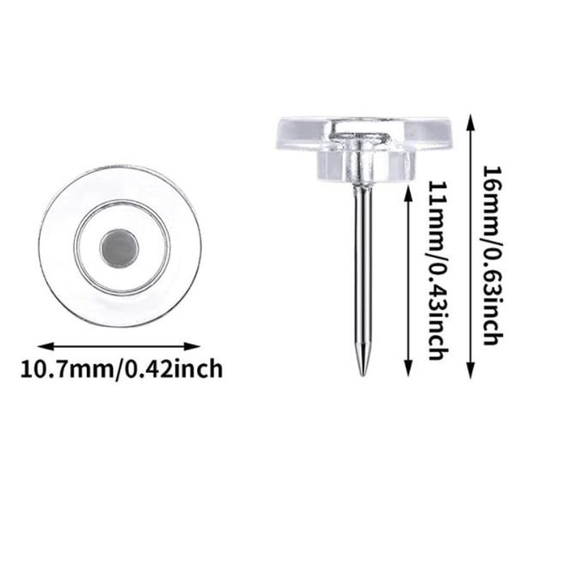 50Pcs Transparent Map Pins Multi-Purpsoe Flat Round Pushpins Decor Thumb Tacks