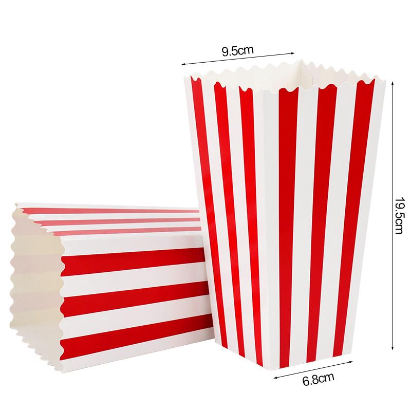 12/24pcs Popcorn Box Buckets Fries Cup Movie Night Kids Birthday Party Favors Snack Container Bag Wedding Christmas Supplies