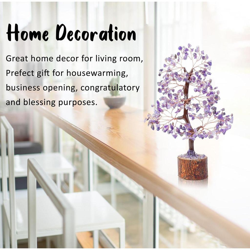 Хрустальное дерево удачи, экспонат для домашнего декора, подарочный предмет - 10-12 дюймов (Аметистовая медная проволока)