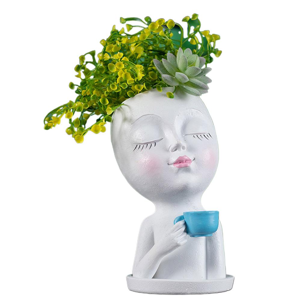 Статуя девушки кофе, ваза для цветов, современная декоративная маленькая ваза, полимерный цветочный горшок в скандинавском стиле для украшения дома, гостиной
