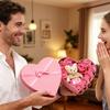 День святого Валентина 10 Цветочных Роз Искусственные Цветы с 1 Медведем в Подарочной Коробке для Девушки Жены Свадьбы Домашней Вечеринки Декор