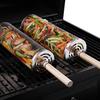 1/2Pcs Stainless Steel BBQ Cage with Wooden Handles Easy To Clean Rolling Barbecue Basket Even Heating Barbecue Basket