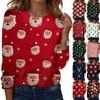 Women's Fashion Casual Long Sleeve Christmas Printed Round Neck Top