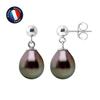 Earrings - - Comet - Tahitian Pearls 8-9 Mm - White Gold - AAA+