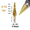 4-32mm/4-20mm/4-12mm HSS titanium coated stepped drill, conical drilling tool cutting wood holes and high speed steel metal