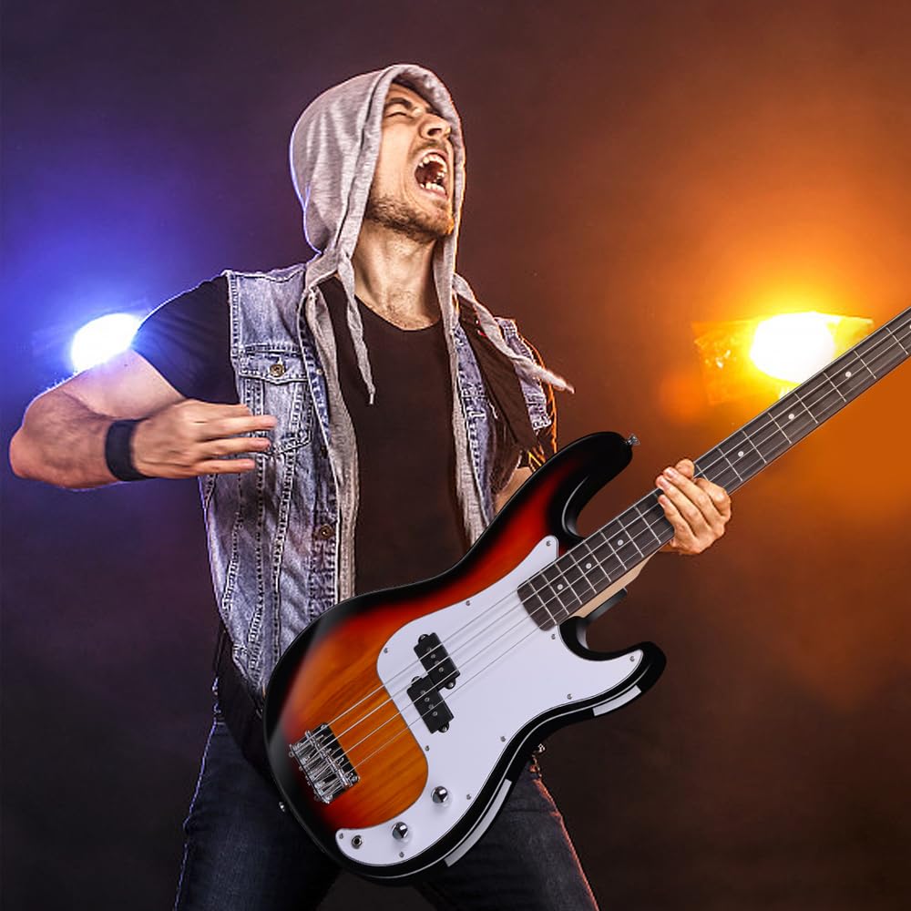 Набор электробас-гитары Bullfighter с принадлежностями, 4-струнный электробас, набор для начинающих, вводное выступление, рок-инструмент, набор бас-гитары, (FD-Закат)