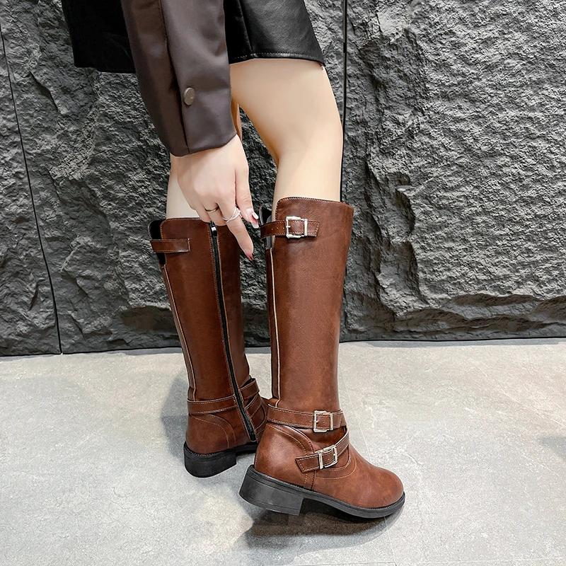 Женские сапоги Новые Осенние Зимние Длинные Сапоги Плюс Размер Модные Современные Сапоги До Колена Женские Удобные Уличные Сексуальные Туфли для Женщин