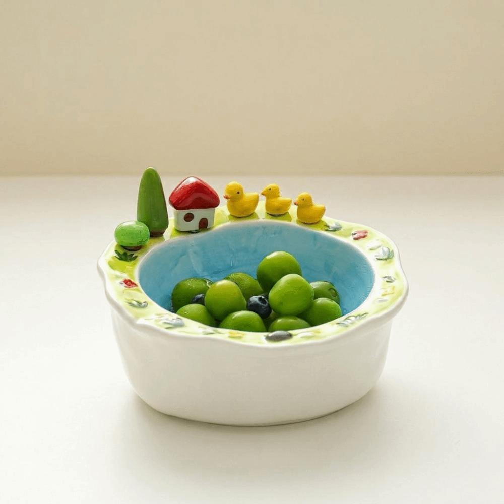 Ceramic Salad Plate Cartoon Fruit Storage Tray Cute Snack Plate  Kitchen