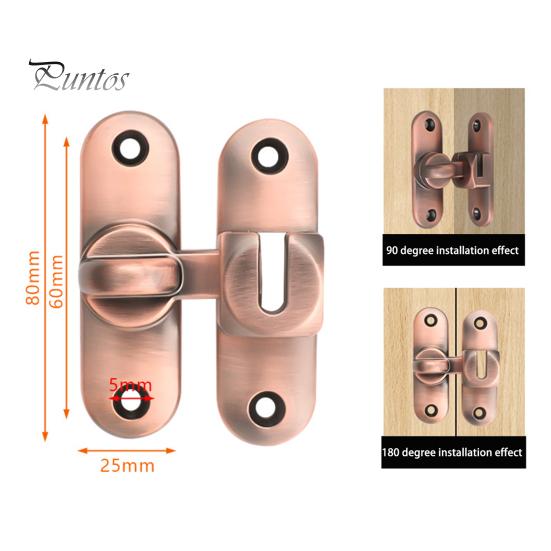 Barn Door Lock 90/180 Degree Flip Sliding Door Latch Punch Free Simple Installation Heavy-Duty Bar Gate Latch Safety Slide Door Lock