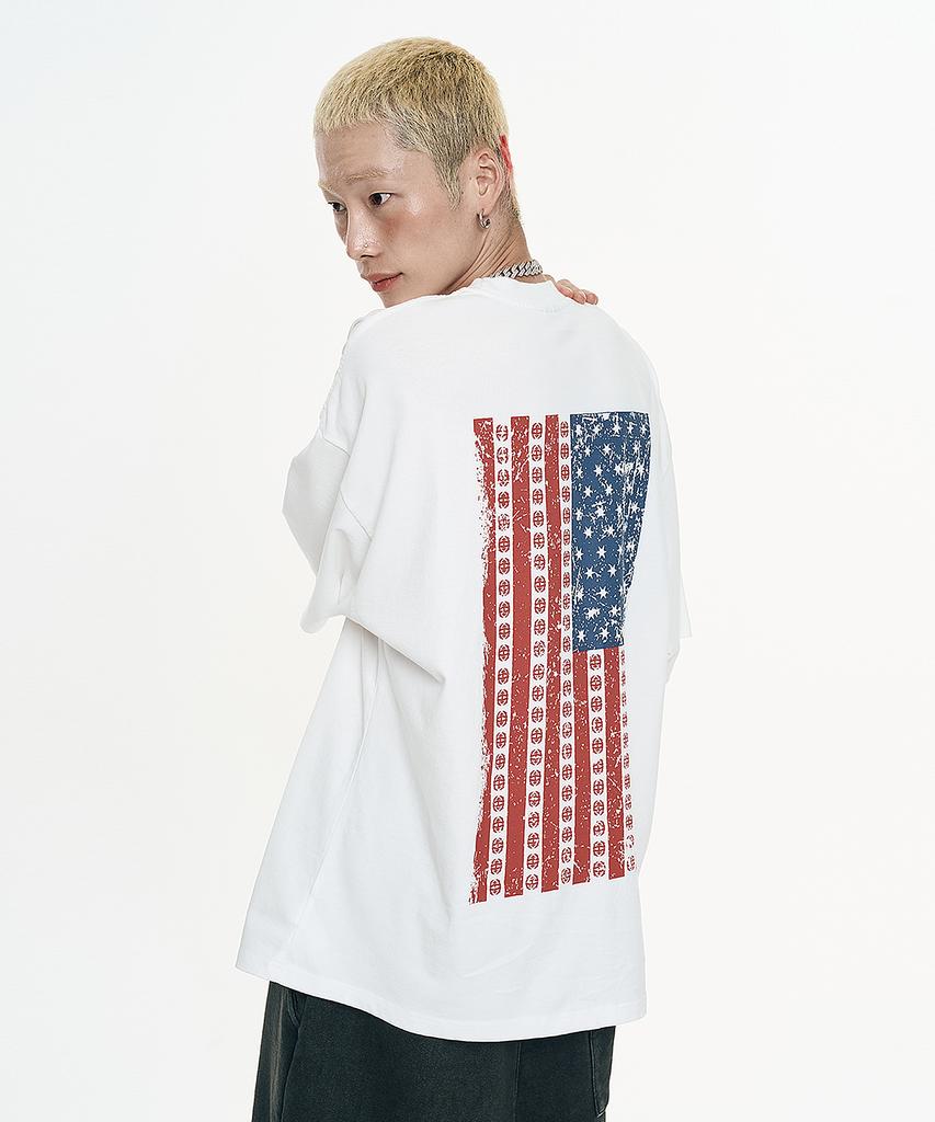EASY NO EASY Vintage Usa Flag Short Sleeve - Black