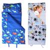 Toddler Nap Mat Soft Washable Roll-up Design Cartoon Print Kid Sleeping Mat with Removable Pillow Children Sleeping Bag