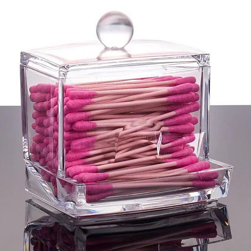 Acrylic Cotton Swabs Storage Holder Box Portable Transparent Makeup Cotton Pad Cosmetic Container Jewelry Organizer Case