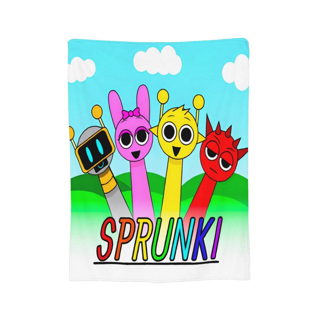 Sprunki Beats Horror Music Box Flannel Throw Blankets Blankets for Bed Office Lightweight Quilt,