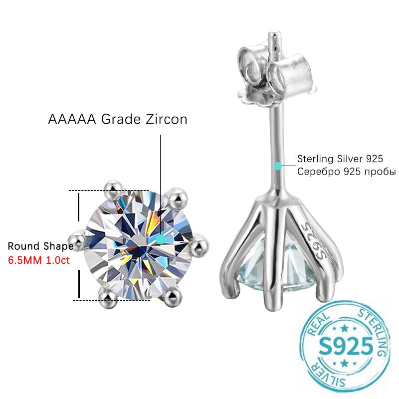 ALIZERO 0.3-3ct D Color Moissanite Earrings For Women s925 Sterling Sliver Plated 18k White Gold Ear Stud with GRA Fine Jewelry