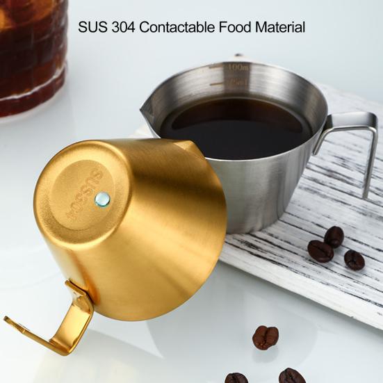 Мерный стакан из нержавеющей стали для эспрессо со шкалой, вместимость 100 мл, мини-стакан для наливания с ручкой, пищевой, точный