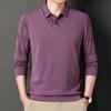Spring and Autumn Men's Long-Sleeved Fake Two-Piece T-shirt Middle-Aged Lapel Casual Plaid Polo Shirt Top