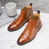 Мода Мода Мужские Черные Коричневые Заостренные Деловые Повседневные Ботильоны Мужские Зимние Высокие Новинка Удобные Кожаные Ботинки Челси