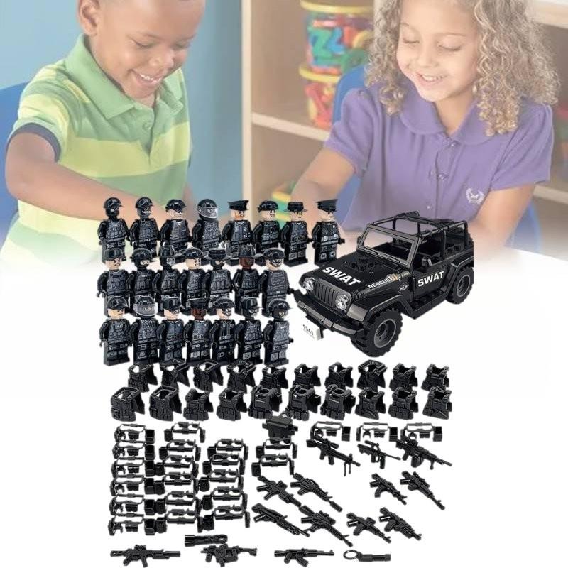 Military Action Figure Police Swat Black Special Forces Building Block Set For Kids