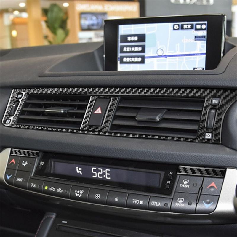 Полный набор автомобильных наклеек из углеродного волокна для Lexus CT 11-17, внутренняя центральная консоль, воздуховыпускное отверстие на приборной панели, фара, регулировка крыши