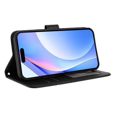 Для iPhone 17 Чехол-кошелек с RFID-блокировкой, из телячьей кожи с текстурой, подставка, чехол для телефона с ремешком