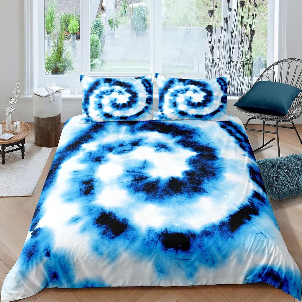 Psychedelic Swirl Duvet Cover Set For Kids Adults Fractal Art Comforter Cover Girls Abstract Artwork Circle Floral Bedding Set