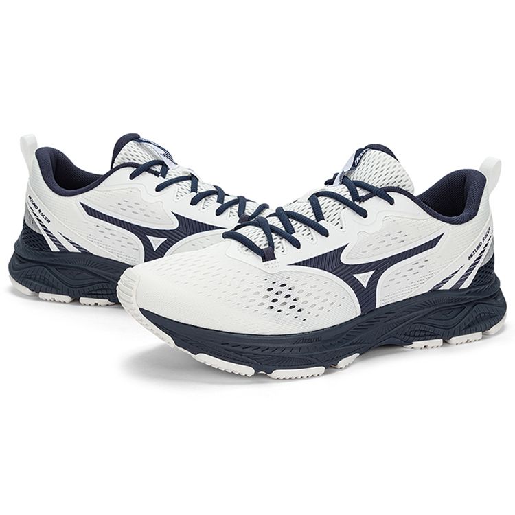 Mizuno Ретро Легкая ткань Синтетическая кожа Прочные Дышащие Низкие кроссовки Унисекс кроссовки Белый Синий D1GH223606