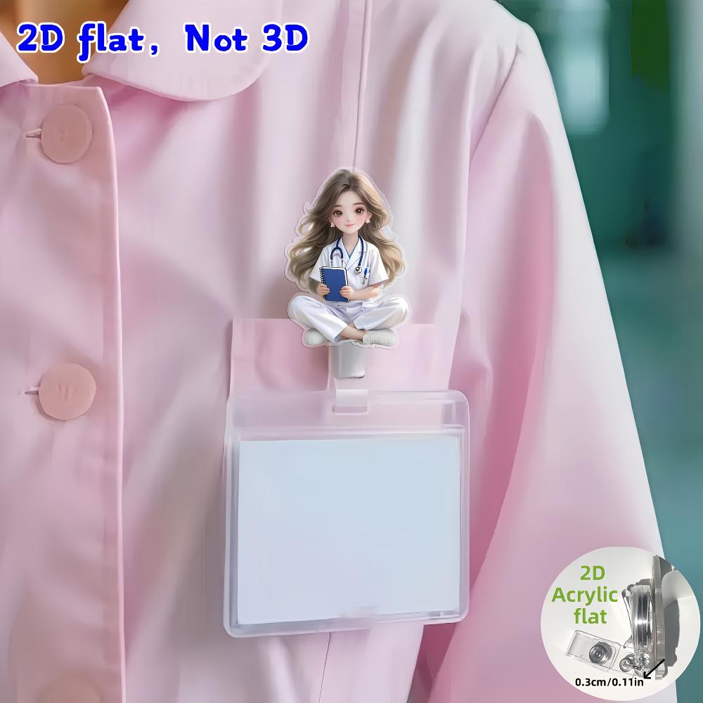 2D Акриловая Девочка с Книгой Выдвижной Бейдж-Катушка Держатель ID Медсестры Медицинский Рабочий Аксессуар
