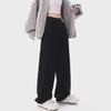 Girls' 2024 American Retro Black High-End Wide-Leg Floor-Length Jeans