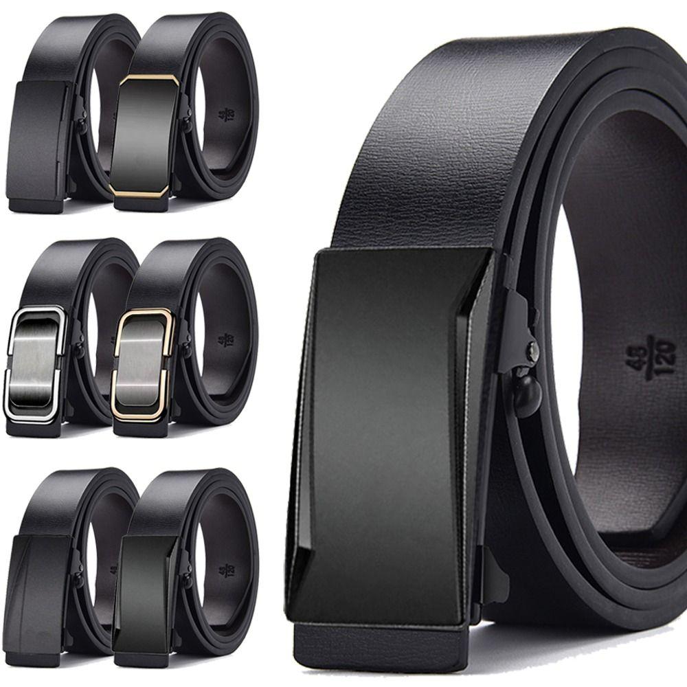 PULO Belt Men's Genuine Leather Automatic Buckle Trouser Belt Casual Personality