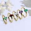 Natural Simple Gemstone Ring Mq 4*8mm Garnet Sky Topaz Amethyst Green Agate 18k Gold Over 925 Sterling Silver Fine Jewelry