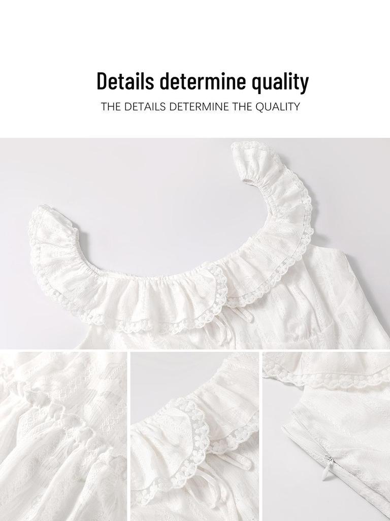 Элегантное белое платье с короткими рукавами: Красивое приталенное мини-платье в стиле «старые деньги», идеально подходящее для моментов первой любви.