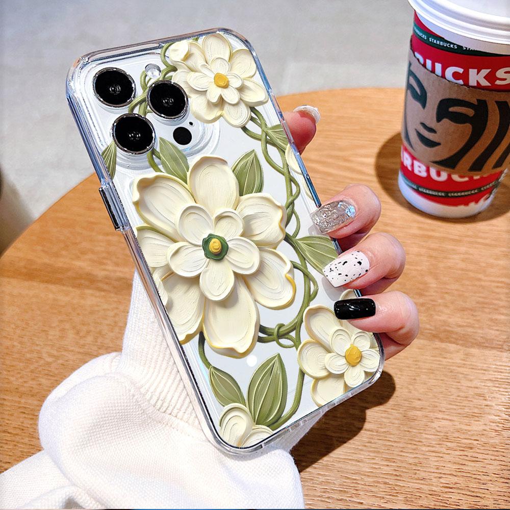 Чехол для телефона 'Камелия с зелеными лозами' для IPhone 14 15 16 17 13 12 11 Pro Max Plus 12 13 Mini Защитная крышка из ТПУ