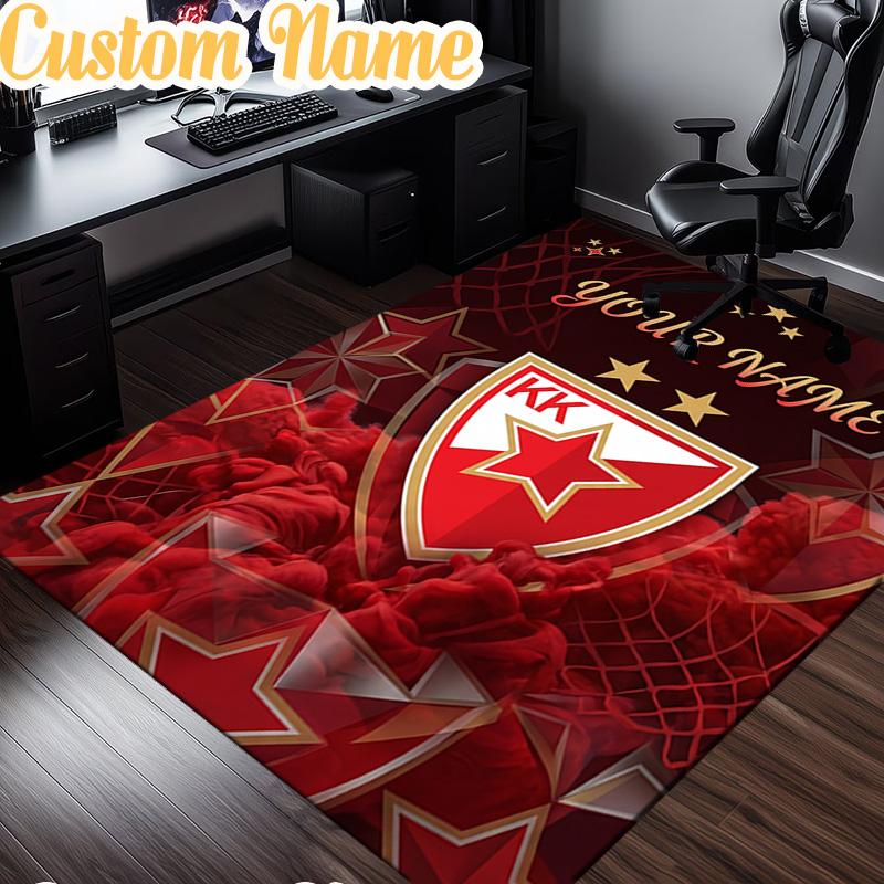 Custom Name FK Crvena zvezda Rug, Office Rug, Chair Rug, Carpet for Living Rooms, Doormat Game Rug Home Decor Christmas Gifts
