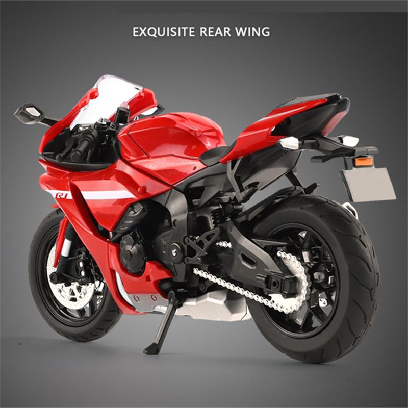1/12 YAMAHA YZF-R1 Модель гоночного мотоцикла из сплава Литая модель уличного спортивного мотоцикла Имитация звука и света Игрушки для детей Подарок