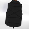 Women Autumn Winter Cotton Padded Waistcoat Stand Collar Sleeveless Vest Jacket Pockets Zipper Buttons Placket Windproof Warm Vest Coat