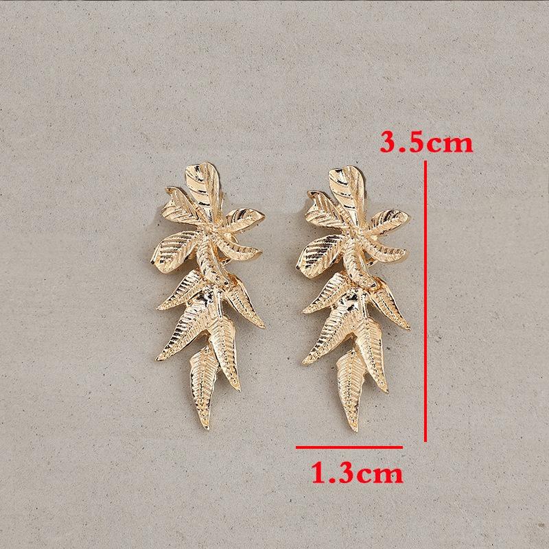 Богемные металлические серьги золотого цвета с цветком и листьями, винтажные геометрические серьги-подвески для женщин, ювелирные изделия