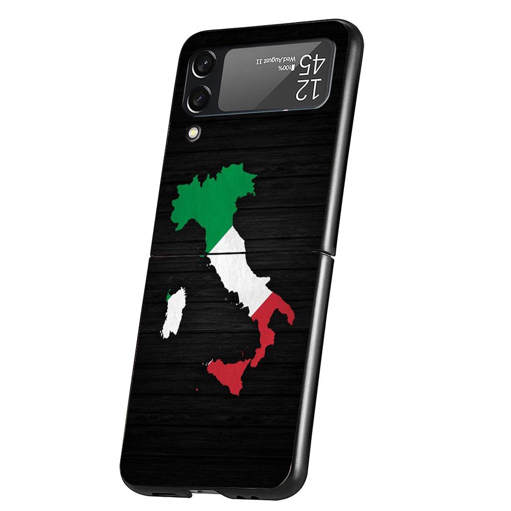 Italy Flag Cover Phone Case For Samsung Galaxy Z Flip 7 6 5 4 3 5G Flip7 Flip6 Flip5 Flip4 Flip3 Black Fundas Shell Galaxy Z Fli