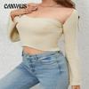 Autumn and Winter Women's Knitwear Hollowed Out Navel Sexy Short Tops Long-sleeved Knitwear