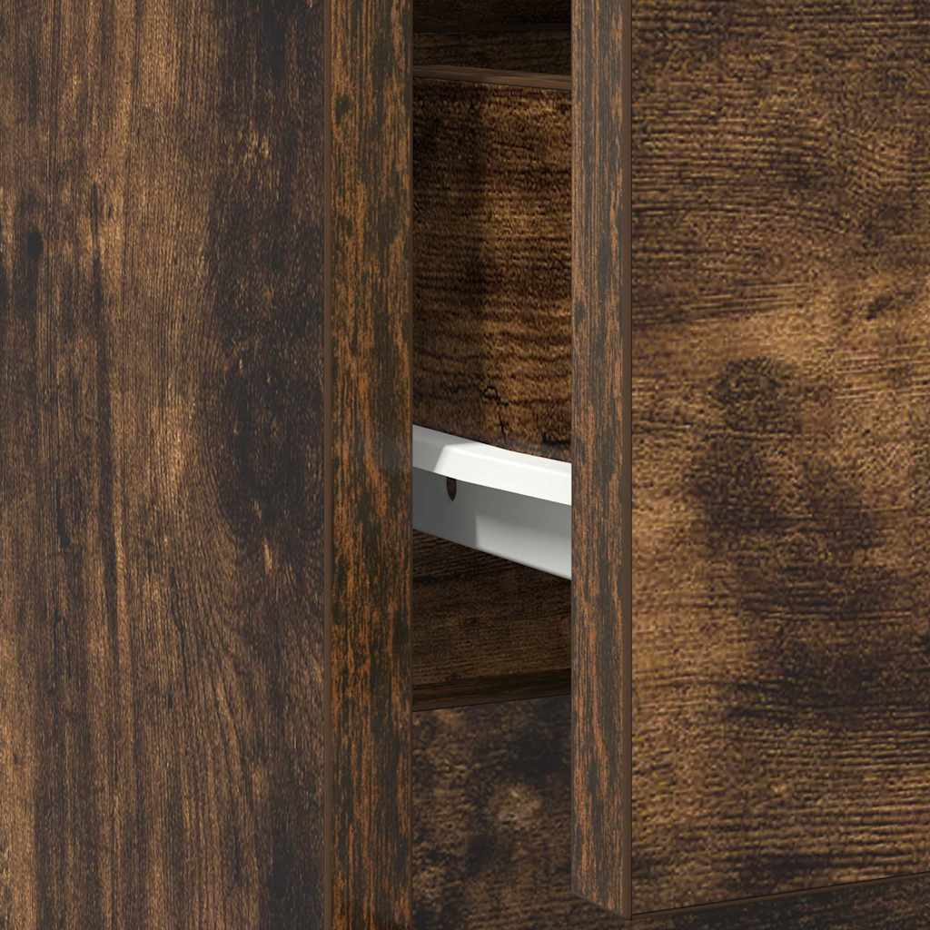 Sideboard with Drawer Smoked Oak Finish 71 x 35 x 84 cm Particleboard