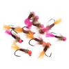 Bimoo 6PCS #14 Barbless Jig Hook Tungsten Bead Head Nymph Jig Fly Euro Nymphs Pink Orange Trout Fishing Bait Hook Fast Sinking
