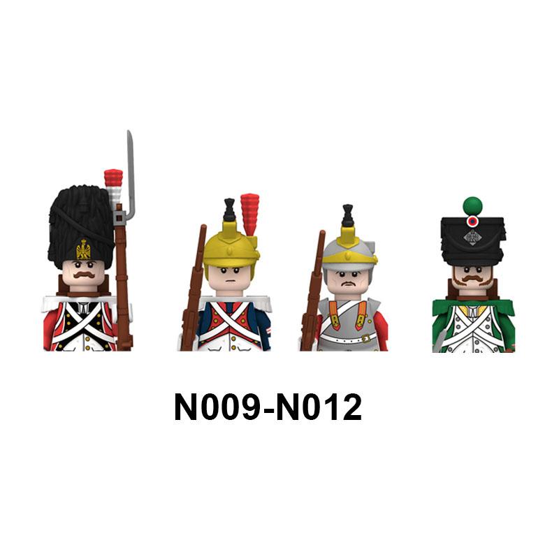4pcs Military Building Blocks Medieval Knights Duke Marshal Figures Napoleonic Wars Weapons Sword Flags Shoulder Armor Cape Brick MOC