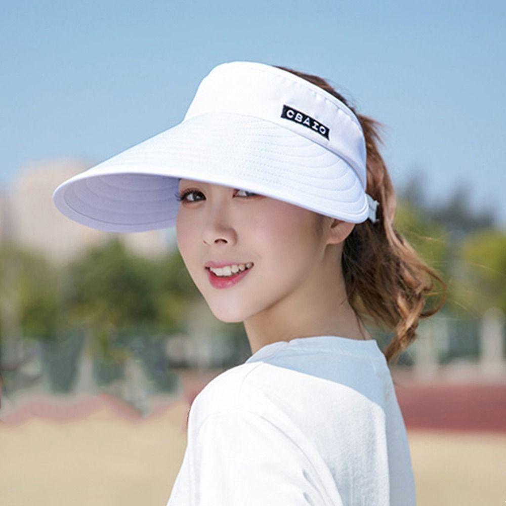 Beach Sunscreen For Women Wide Brim UV Protection Empty Top Hat Korean Style Hat Women Cap Sun Hat