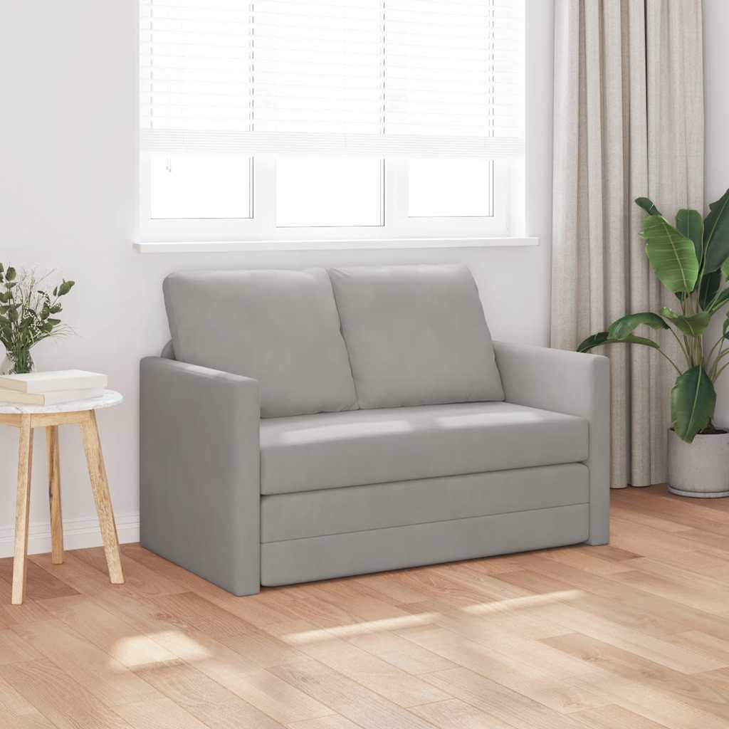 Floor Sofa with Sleeping Function Light Grey 122x204x55 cm Velvet