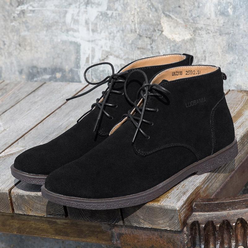 Мужские зимние ботинки-пустынники из матовой кожи средней высоты в британском стиле