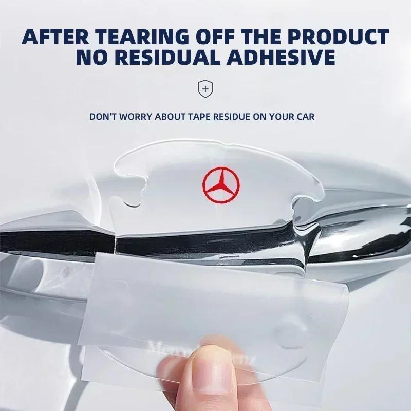 2026 Hot 4pcs Car Door Handle Door Bowl Transparent Sticker Anti-Collision Protection Strip for Mercedes Benz W211 W204 W210 W203 CLA GLA DR1