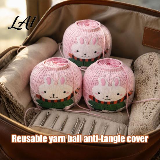 Crochet Thread Keeper Yarn Ball Storage Sleeve Cartoon Rabbit Design Reusable Soft Fabric Handmade Craft Gift Holder Dust Proof Organizer for Wool