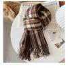 Осенне-зимний клетчатый шарф для женщин, теплая женская шаль с кисточками из искусственного кашемира