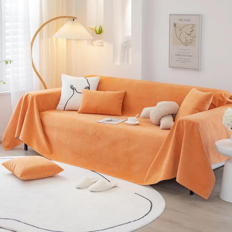 Solid Color Waterproof Blanket Single Full Cover Chenille Sofa Cover Dust Anti-cat Scratch Protection Cover Sofa Blanket Carpet