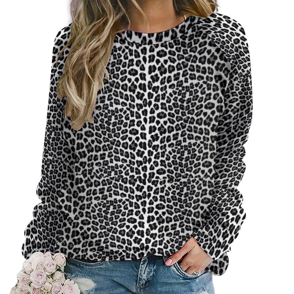 Модные леопардовые спортивные костюмы с 3d принтом, женские повседневные толстовки с круглым вырезом, женские топы с длинными рукавами, пуловер большого размера, одежда