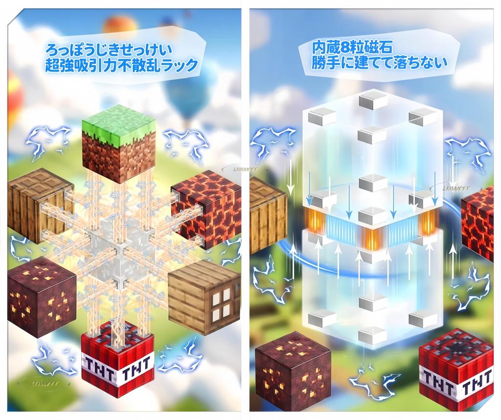 Магнитный Майнкрафт Магнитный Блок Сделай Сам Магнитное Строительство Бесплатный Обучающий Подарок на День Рождения Штуки 8 Блоков, Игрушки в Стиле Майнкрафт, Блоки,